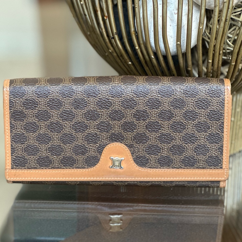 Celine Brown Leather Clasp Wallet